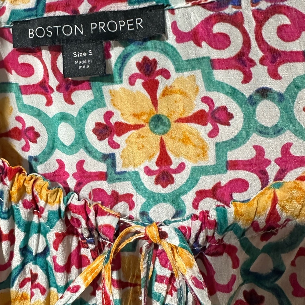 Boston Proper multicolor tile printed romper s - Picture 10 of 13